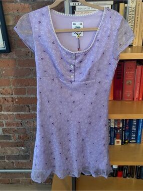 Unif Lilac Floral Mesh Mini Dress